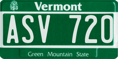 VT license plate ASV720