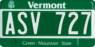 VT license plate ASV727