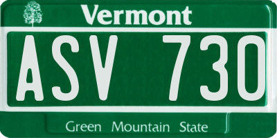 VT license plate ASV730