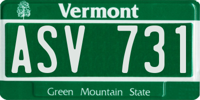 VT license plate ASV731