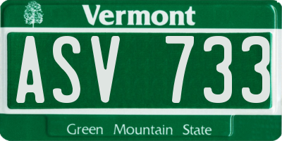 VT license plate ASV733