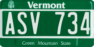 VT license plate ASV734