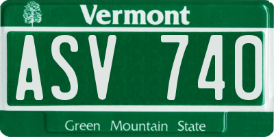 VT license plate ASV740