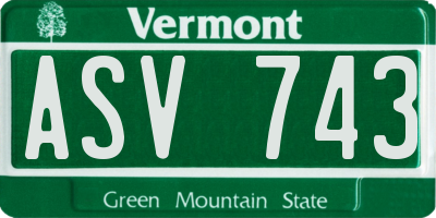 VT license plate ASV743
