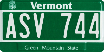 VT license plate ASV744
