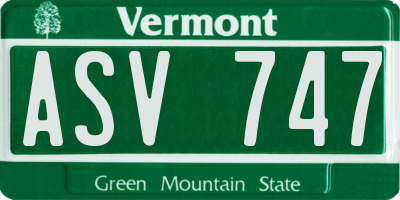 VT license plate ASV747