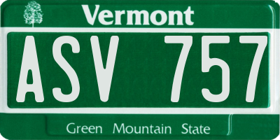 VT license plate ASV757