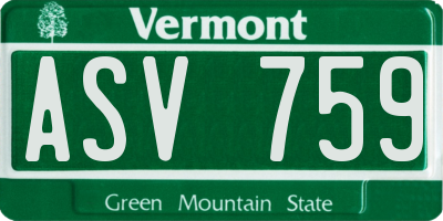 VT license plate ASV759