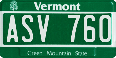 VT license plate ASV760