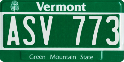 VT license plate ASV773