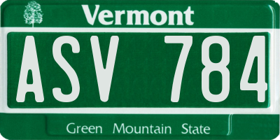 VT license plate ASV784