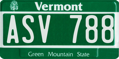 VT license plate ASV788