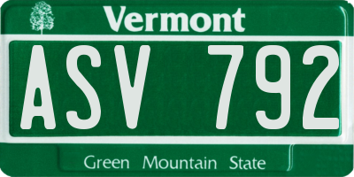 VT license plate ASV792