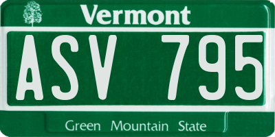 VT license plate ASV795
