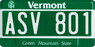 VT license plate ASV801