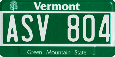 VT license plate ASV804