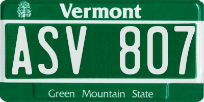 VT license plate ASV807