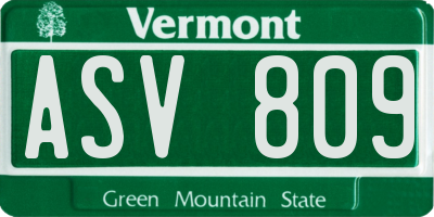 VT license plate ASV809