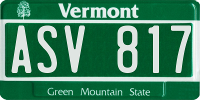 VT license plate ASV817
