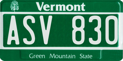 VT license plate ASV830