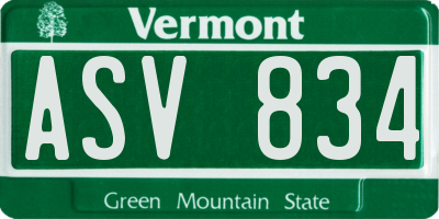 VT license plate ASV834