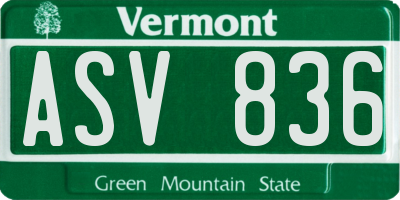 VT license plate ASV836