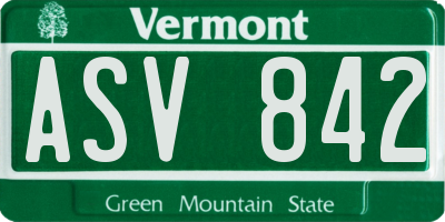 VT license plate ASV842