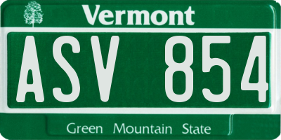 VT license plate ASV854