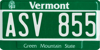 VT license plate ASV855