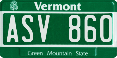 VT license plate ASV860