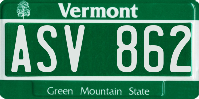 VT license plate ASV862