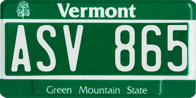 VT license plate ASV865
