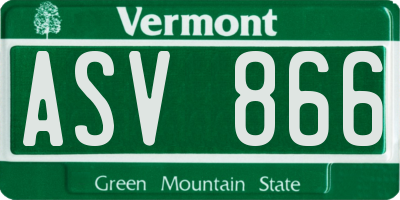 VT license plate ASV866