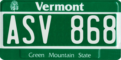 VT license plate ASV868
