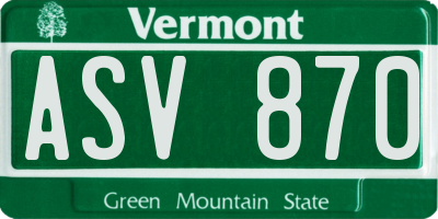 VT license plate ASV870