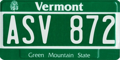 VT license plate ASV872