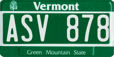 VT license plate ASV878