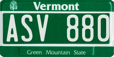 VT license plate ASV880