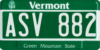 VT license plate ASV882