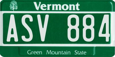 VT license plate ASV884