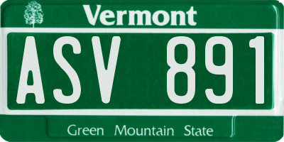 VT license plate ASV891