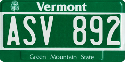 VT license plate ASV892