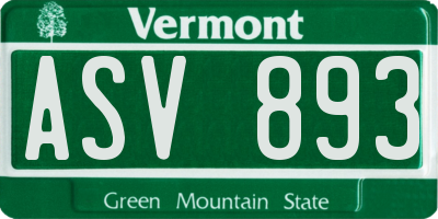 VT license plate ASV893