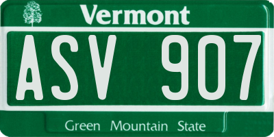 VT license plate ASV907