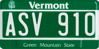 VT license plate ASV910