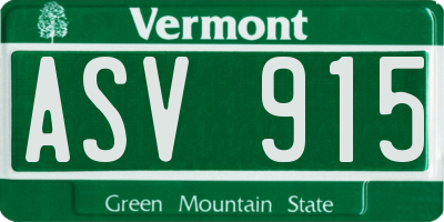 VT license plate ASV915