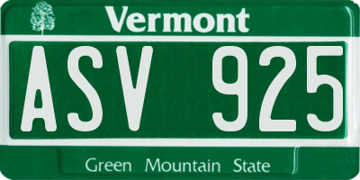 VT license plate ASV925