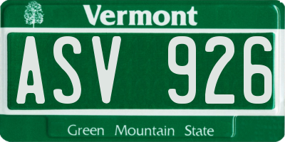VT license plate ASV926