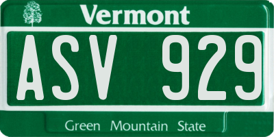 VT license plate ASV929