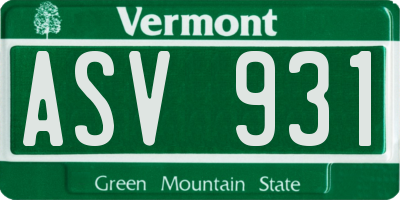 VT license plate ASV931
